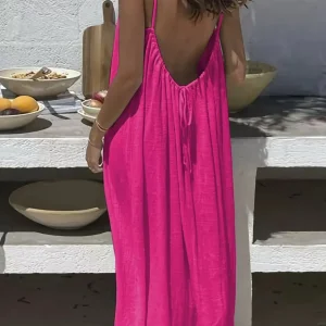 2026 New Women's Strap Dress Open-Back Loose Homewear Dress