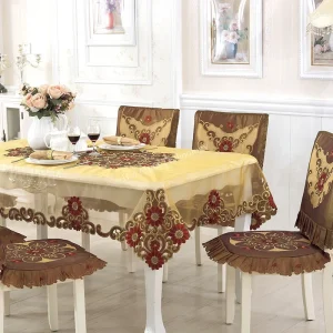 Table Cloth Table Cover Lace European Garden Elegant Embroidered Dining TableCloth Flower Peony Chair Cover Wedding Dust Cover