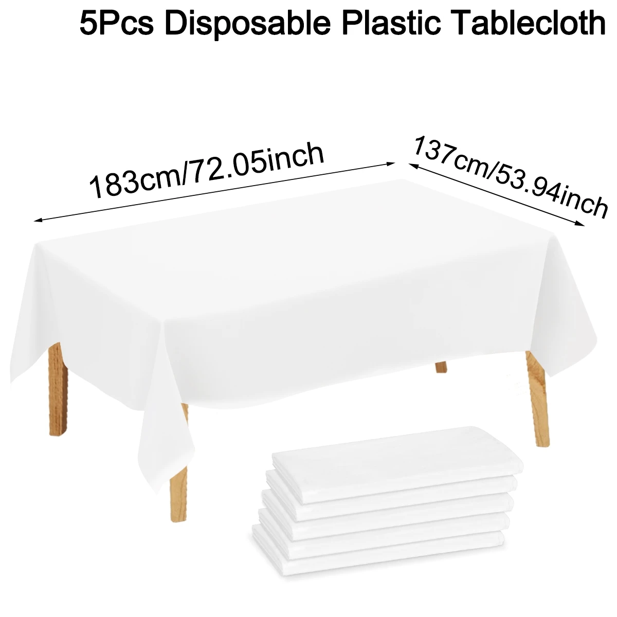 183×137cm Solid White Tablecloth Disposable Plastic Table Covers for Birthday Party Wedding Decoration Home Dinning Table Decor - Image 7