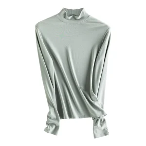 SuyaDream, Women Bottoming T Shirt, 28%Wool 37%Cotton, Long Sleeves, Solid Basic Thermal Shirt, 2025 Autumn Winter Top