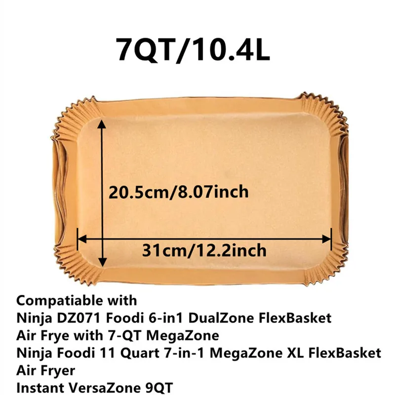 50-200pcs Rectangle Disposable Air Fryer Paper Non-Stick Airfryer Baking Paper Liner Oilproof Oven Pad Mat for Ninja for Philips - الصورة 7
