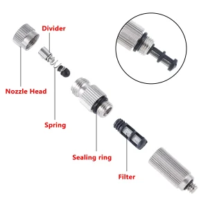 50Pcs High Pressure Garden Water Misting Nozzles With Filter Inside 0.1mm~0.5mm For Patio Garden Agriculture Cooling Humidify