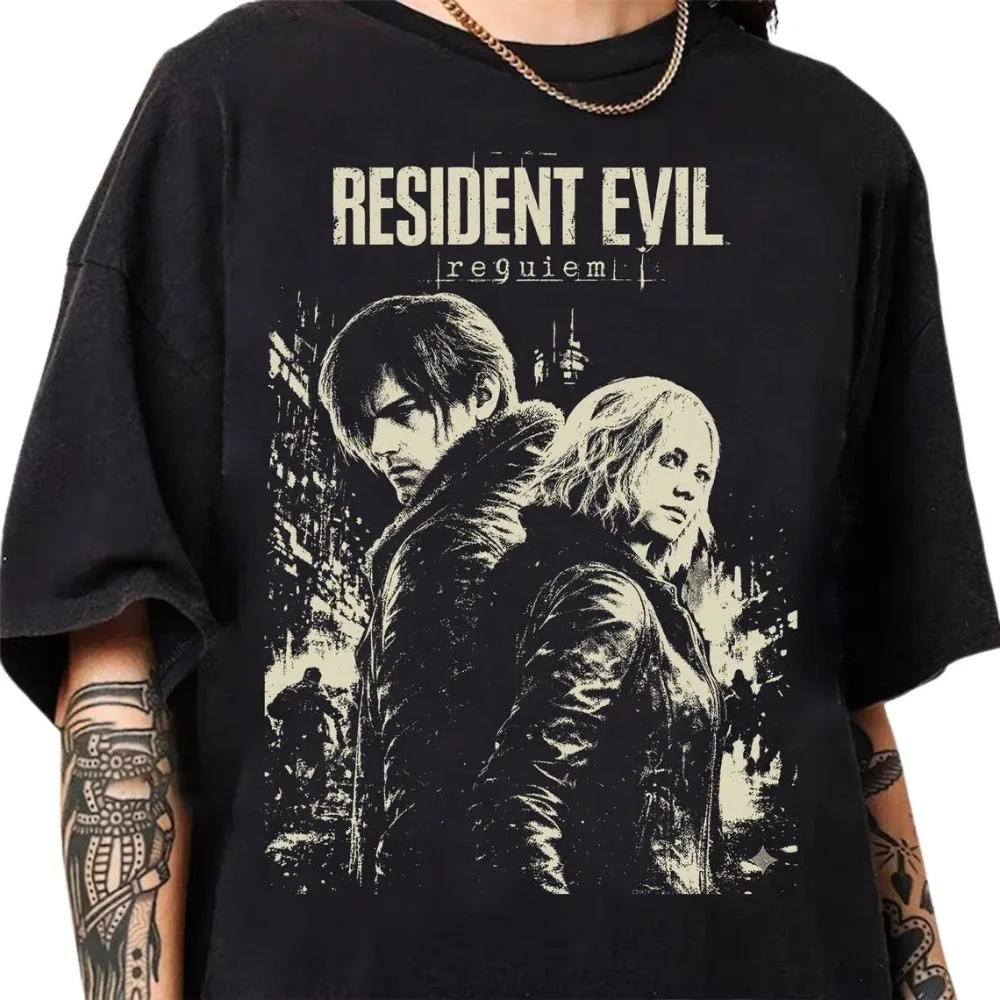 Retro Resident Evil Requiem T-shirt, Resident Evil Game T-shirt, Summer New Cotton Retro Unisex Casual Fashion T-shirt