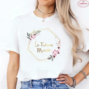French Girls Team Future Bride T-shirt Wreath Graphic Tees Bridal Wedding Tops Single Farewell Bachelorette Party EVJF Tshirt
