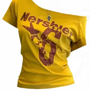 Summer Y2k Sport Off shoulder Top Women Sexy Vintage 2000s Short sleeve T shirt  Lady Body Basic Crop Top Female Casual
