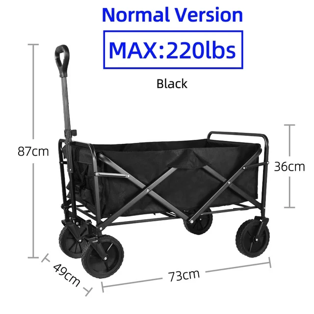 Large Weight Capacity Heavy Duty Wagon Cart Folding Wagon for Outdoor Garden Beach wagon Camping Equipment with Cup Holders - الصورة 10