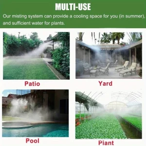 10/15/20M Outdoor Misting Cooling System Kit Sprayers for Greenhouse Garden Patio Plant Fogging Watering Irrigation 6mm Hose