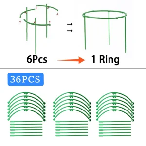 Plant Support Stakes Semicircle Trellis for Potted Plants Bonsai Vine Flower Support Fixed Rod Clips Gardening Tools 6-36Pcs