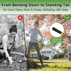 160CM Metal Garden Rake With Adjustable Handle for Leaves, Thatch, and Lawns - Heavy Duty Leaf Collector for Garden and Yard