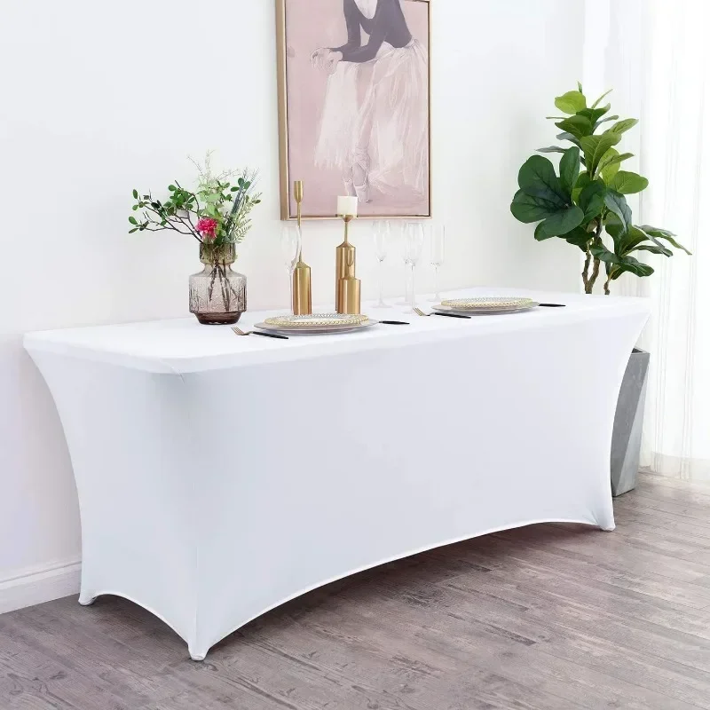 6FT 8FTSpandex Tablecloth High Stretch Wedding Hotel Birthday Table Cover for 4ft 5ft 6ft 8ft Folding Table Cocktail Tablecloth - Image 2