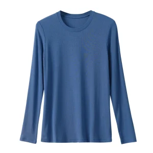 SuyaDream Women Knitted T Shirt Silk Viscose Blend Long Sleeves Solid Basic Cozy Tee 2026 Spring Summer Ribs Top Pink Blue