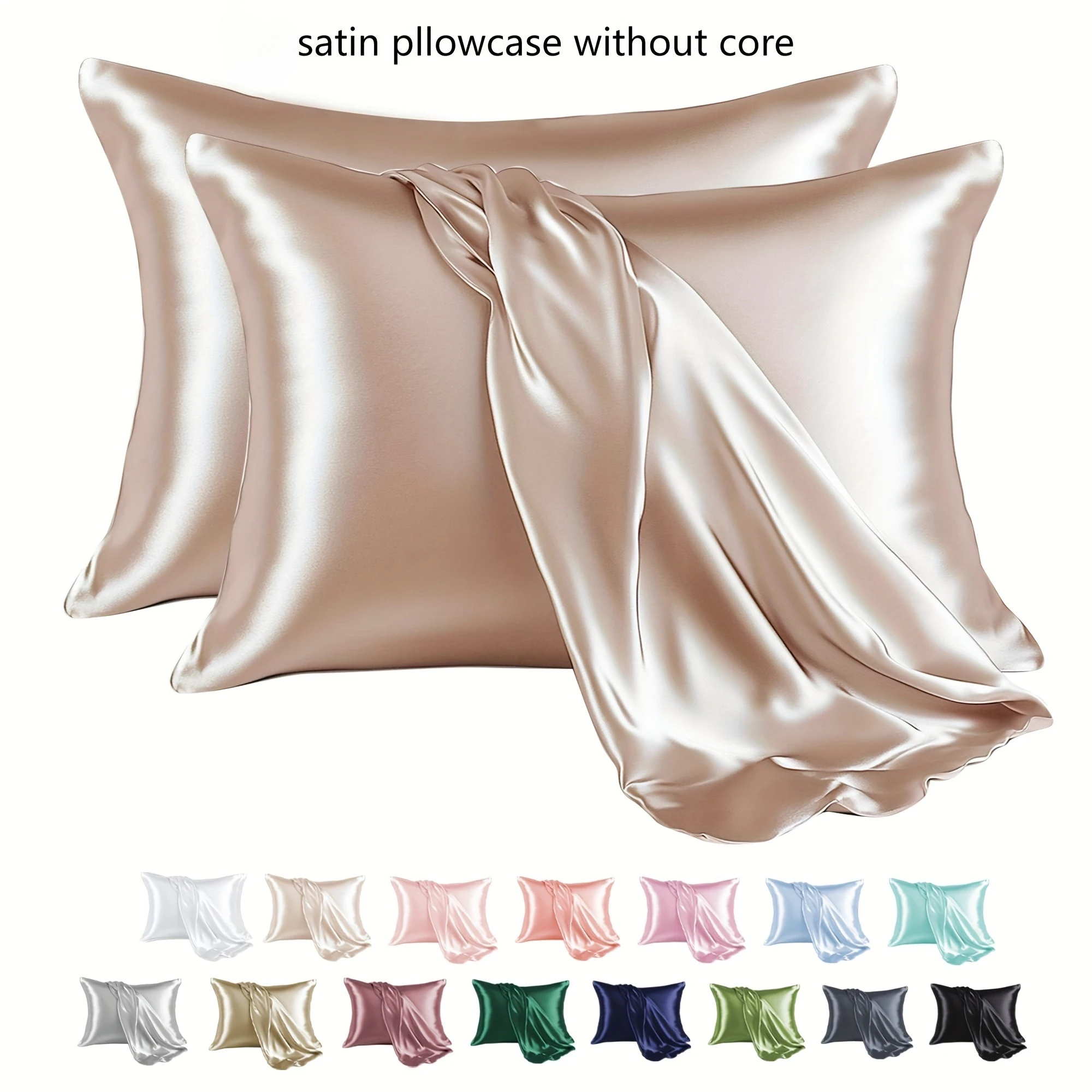 1 Pair Satin Pillowcase - Anti-Allergy Breathable Bedding Polyester Satin with Envelope Closure Machine Washable & Skin-Friendly - الصورة 2