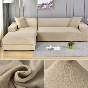 Velvet Sofa Cover Thick Elastic 1/2/3/4 Seater Sofa Cover for Living Room Velvet Plush L Shaped Corner Sofa Cover