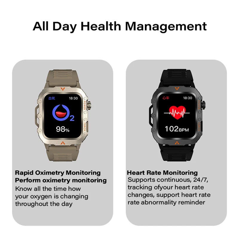 Flashlight Smartwatch Fitness Clock Health Monitor Waterproof Smart Watch Bluetooth Call Sports Watches for Man IOS Android 2025 - الصورة 6