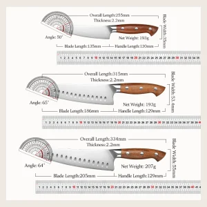 HEZHEN 1PC or 5PC Kitchen Knife Set 1.4116 steel Red Wood Handle Cook Tools Core Blade Kitchen Knife Accessories Box Packing