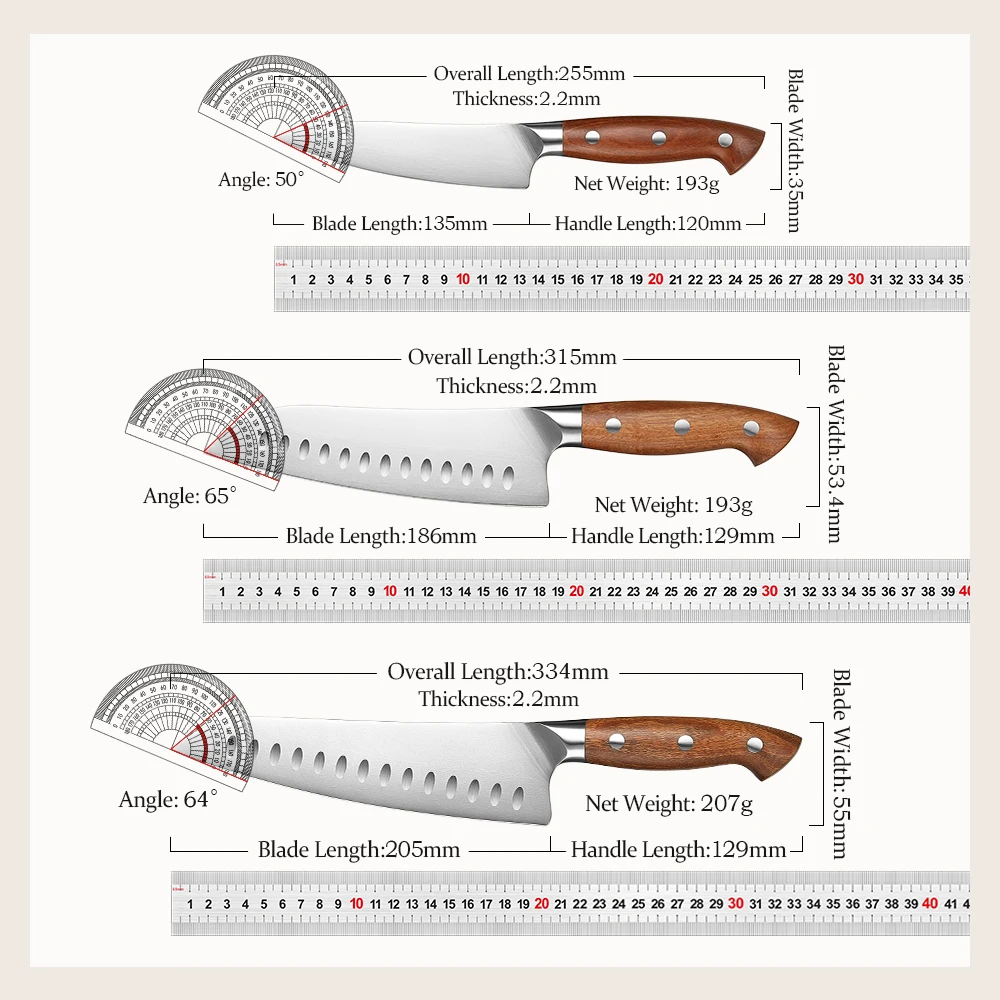 HEZHEN 1PC or 5PC Kitchen Knife Set 1.4116 steel Red Wood Handle Cook Tools Core Blade Kitchen Knife Accessories Box Packing - Image 3