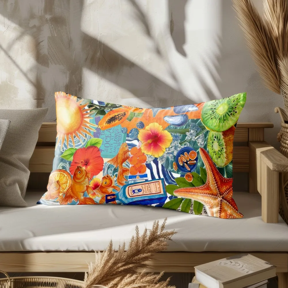 Home Decor Colorful Floral Pattern Pillow Covers Suitable For Sofa Bedroom Car Pillow Cover Cushion Rectangular Back Cushion - Image 2