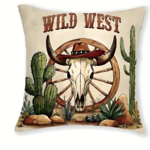 1/4pcs Country Western Cowboy Wild West Themed Pillowcases Sofa cushion cover home bedroom room decoration