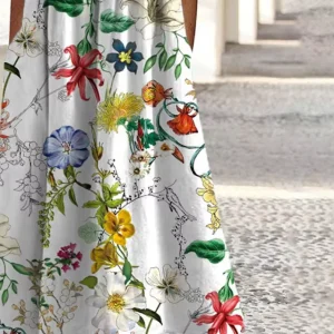 2026Summer New Arrival Women's Casual Crew Neck Pocket Short Sleeve Printed Dress