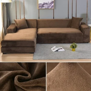 Velvet Sofa Cover Thick Elastic 1/2/3/4 Seater Sofa Cover for Living Room Velvet Plush L Shaped Corner Sofa Cover