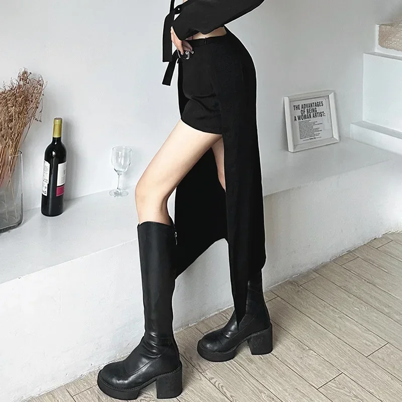 Gothic Skirts Goth Dark Techwear Patchwork Sexy Mini Women Grunge Irregular Hem High Waist Cargo Skirt Hip Hop Black Summer 2023 - الصورة 4