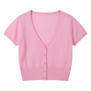 Outerwear Jerseys Summer Cardigan Women Cropped Blouses Korean Fashion Style Cute V-neck Women's Coat Black Bolero Woman Basic