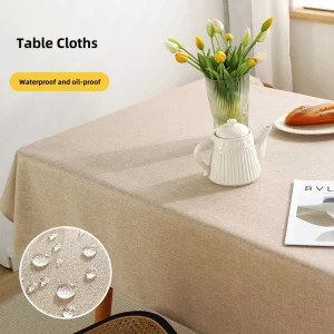 Rectangular Tablecloth Cotton And Linen Tablecloth Waterproof Oil-Proof Solid Color Cover Towel Home Dining Table Decoration