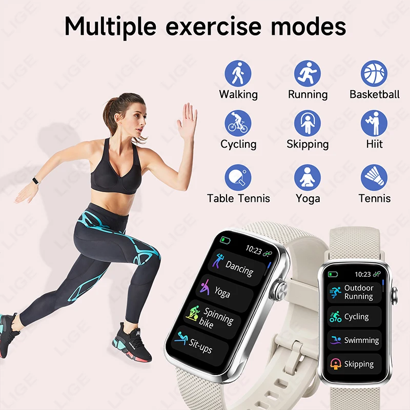 1.47inch Smart Watch Men Women Smart Bracelet Heart Rate Step Count Sports Health Monitoring Waterproof Men's Sports Smart Watch - الصورة 4