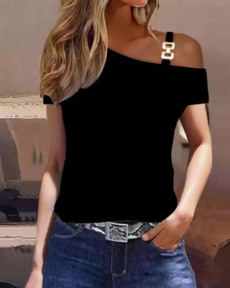 Women Summer Ruffles Short Sleeve Loose T Shirt Chic Elegant Solid O Neck Tops Casual Simple All Match Tee Streetwear Blouse