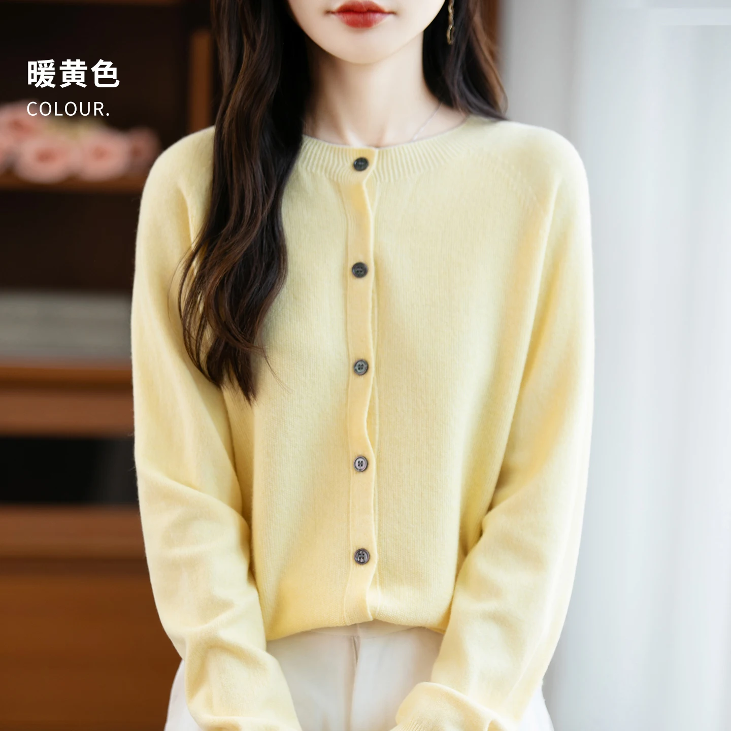Classic Merino Wool Woman Sweater Basic Female Autumn Winter Knitted Cardigan Elegant Ladies Cashmere Long Sleeve Clothing Tops - Image 14