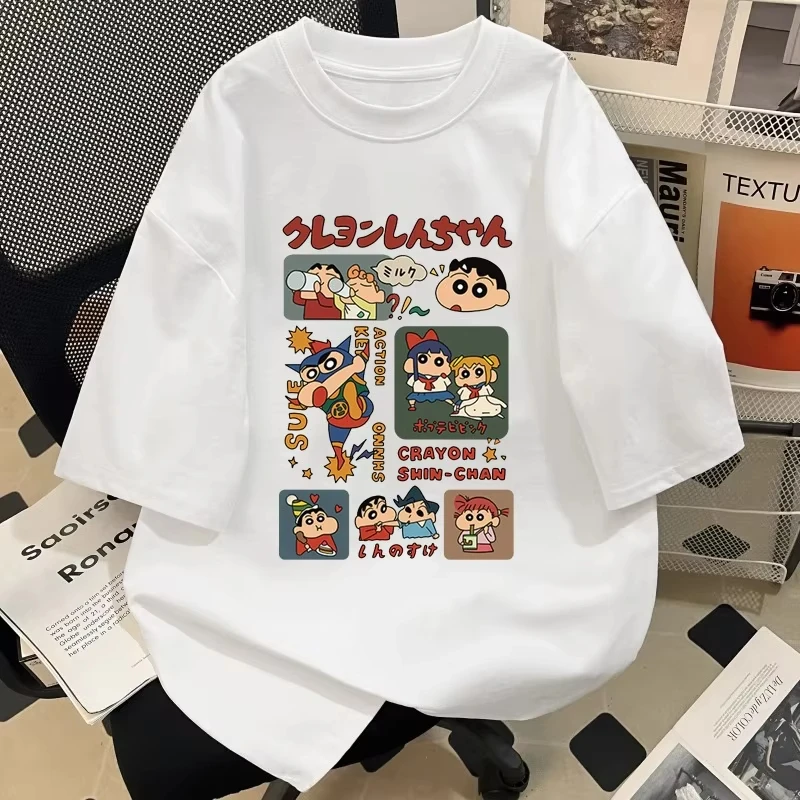 2025 Japanese Style Summer Crayon Shin Chan Cartoon Character T-shirt Harajuku Fashion Cotton Leisure Sexy Women's T-shirt Top - Image 7
