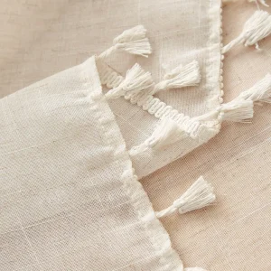Beige linen square tablecloth, retro countryside style, kitchen living room coffee table decoration tablecloth