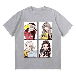 Kpop BP Jump 2025 Tees Pink Girls Band Clothing Adorable Anime Graphic T Shirts Summer High Quality Comfortable Y2K Tops