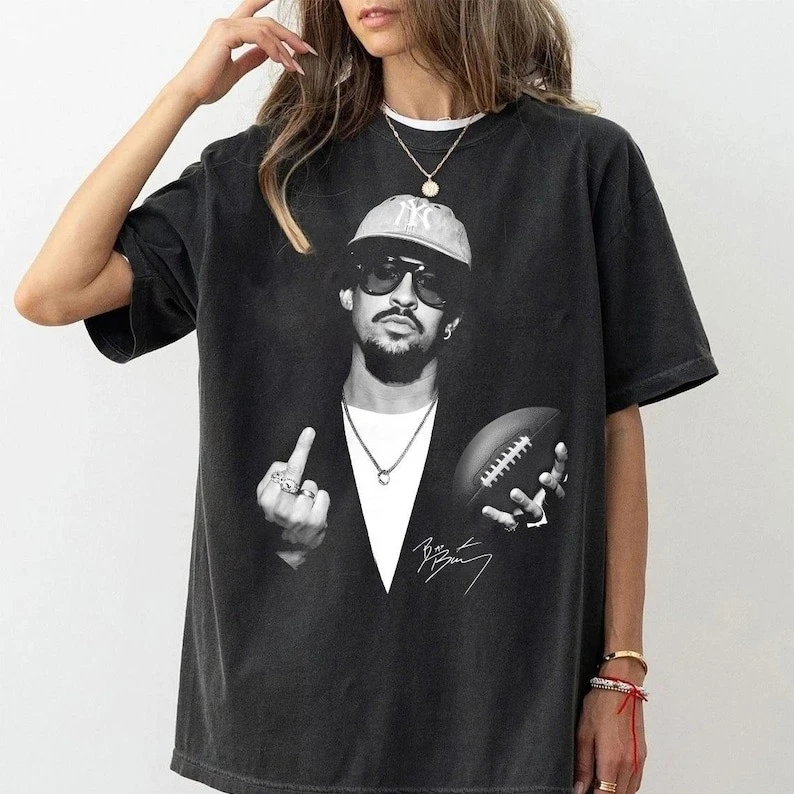 Bad Bunny Bowl 2026 Halftime Show Short Sleeves Cotton T-Shirt Bad Bunny Portrait Print T-Shirt Graphic Vintage Tee Tops