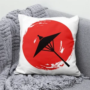 Lucky Cat Japanese Style Sofa Bed Decorative Pillow Cover Home Decor Mount Fuji Art Cushion