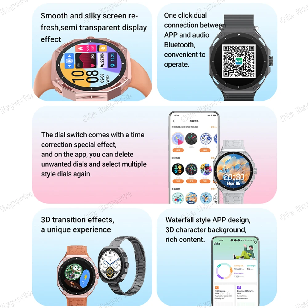 +7Pcs Straps Smart Watch AMOLED Screen 3D Dial GPS Bluetooth Call IP68 Waterproof Smartwatch Men Women For Android IOS 2025 New - الصورة 2