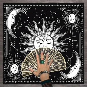 1pc Tarot card tablecloth, twelve constellations divination, starry sky altar cloth, Tarot card game decoration tablecloth