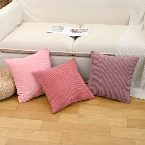 BUYNOW 1PC 4PCs/set Pink Corduroy Decor Couch Throw Pillow Covers Striped Cushion Cases Soft Boho Square Pillow Covers Home Sofa