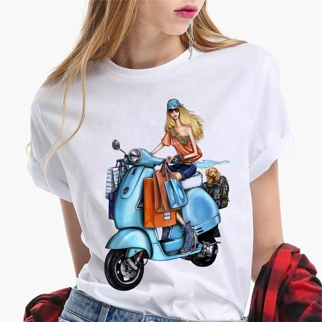 Paris Girl Europe and America Fashion Loose Ins White Short-sleeved T-shirt Woman Graphic T Shirts Harajuku Women Clothes - الصورة 20