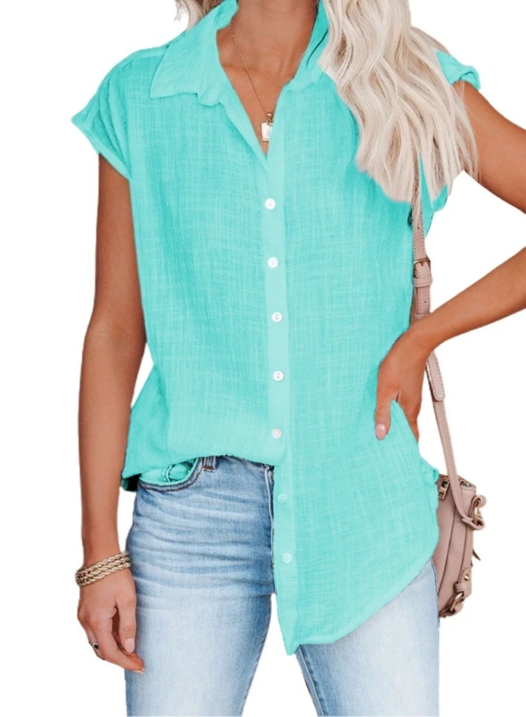 Summer Solid Cotton Linen Shirt Women's Clothing Casual Short Sleeve Tops Tee Ladies T-Shirts Blusas Thin Loose T Shirt Woman - Image 25