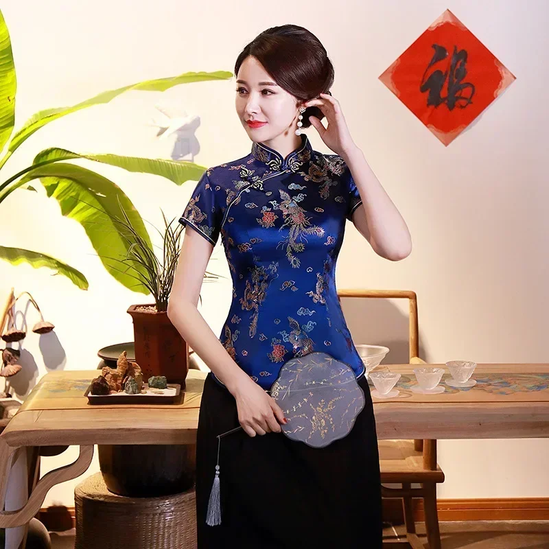 Elegant Ethnic Style Streetwear Cheongsam Qipao Tees Fashion Clothes Tshirts Vintage Shirts for Women Y2k Tops Women Clothing - الصورة 7