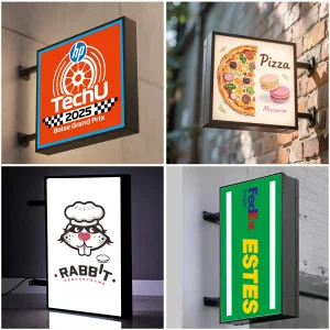 Custom Round LED Lights Box Double-Sided Outdoor Business Sign Illuminated Storefront Sign Personalized Logo Sign for Shops