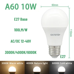 1-20pcs High lumen LED Bulb Lights  AC DC 12V 24V 36V 48V E27 B22 3W 5W 10W  for Home  Equivalent,Landscape Garden Yard Outdoor