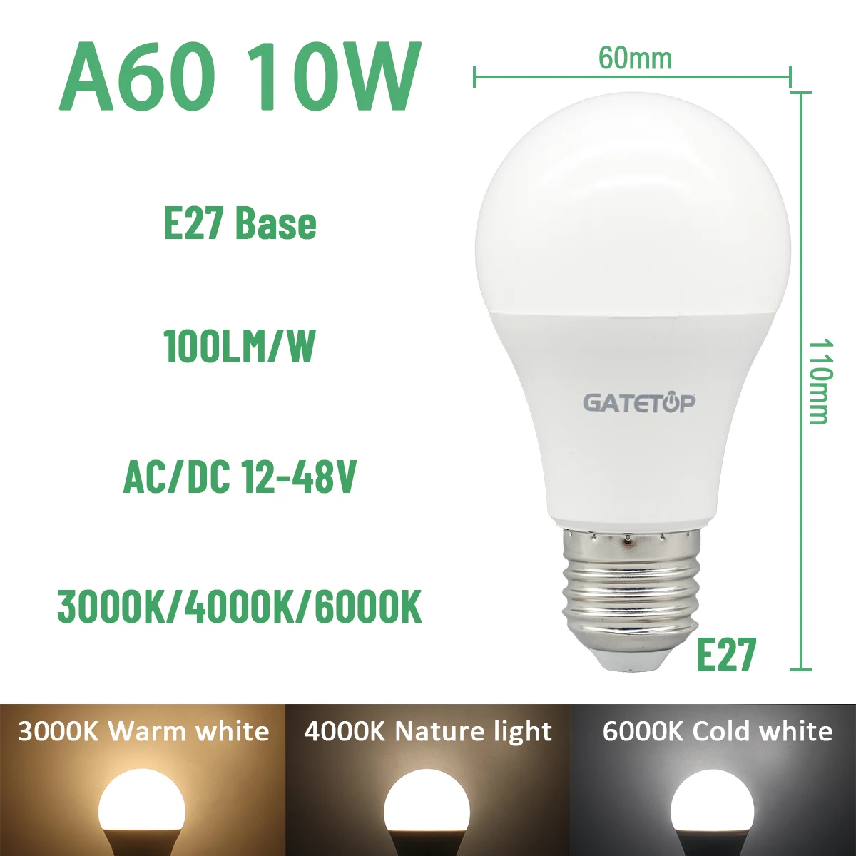 1-20pcs High lumen LED Bulb Lights AC DC 12V 24V 36V 48V E27 B22 3W 5W 10W for Home Equivalent,Landscape Garden Yard Outdoor - الصورة 11