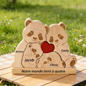 Personalized Wooden Bear Puzzle Home Decor Custom Name Accommodates 2-5 Names Rustic Style Wooden Bear Mother's Day Gift