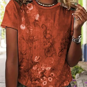Women's Tee - Vintage Floral Lace Pattern Graphic, Elegant Retro Print Design for Casual Daily Wear