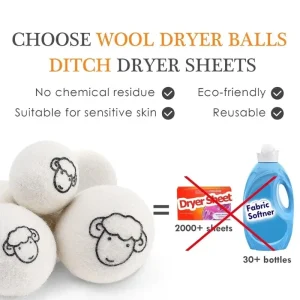 "6pcs Eco-Friendly Wool Dryer Balls - Natural Fabric Softener, Reduce Static & Shorten Drying Time- Chemical-Free"