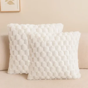 Pack of 2 artificial fur plush luxurious decorative throw pillow cover, for sofa, living room, and car interior（no pillowcore） ﻿