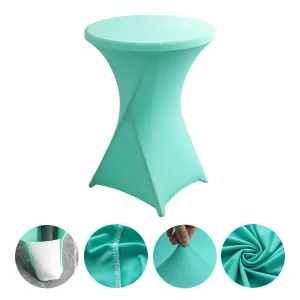 Creative Simple Style Solid Color Polyester Round Banquet Elastic Table Set Hotel Wedding Decoration Cocktail Bar Table Set