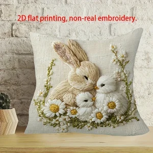 1PC Easter Bunny Floral Pattern Pillowcase ,Decorative sofa cushion cover, home decoration, 2D printing.